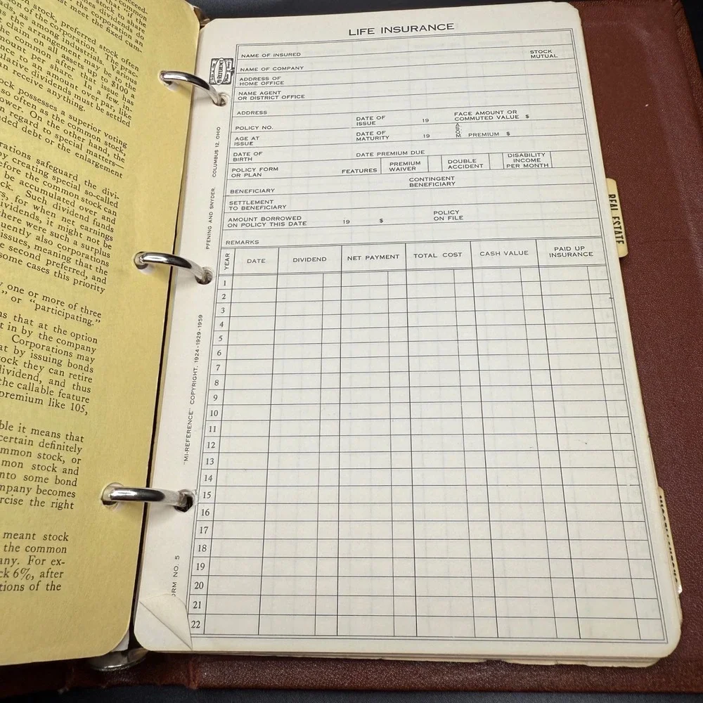 Vintage 1965 Personal Record Book Pfening‎ Snyder Publishers Loose Leaf planner